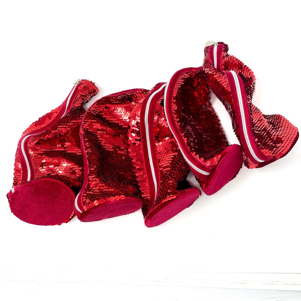 Red Sequins Glitter Zip Holders / Versatile Use Z… - image 4